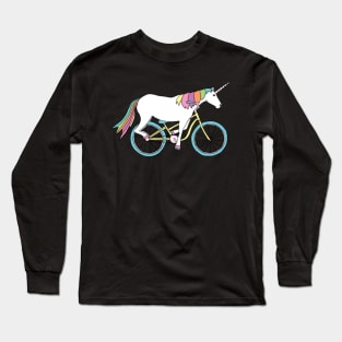 unicorn riding bike Long Sleeve T-Shirt